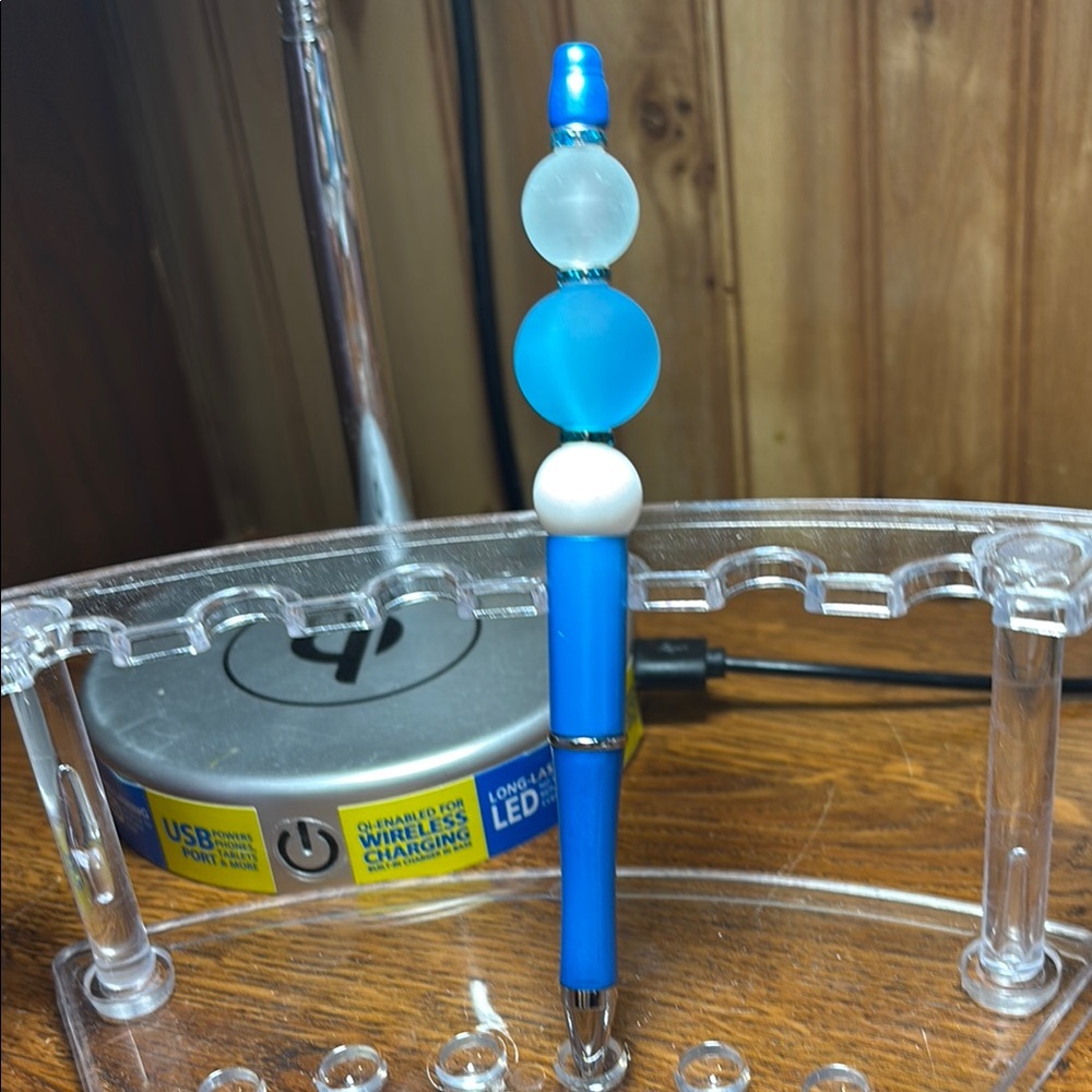 Blue and White Beaded Pen